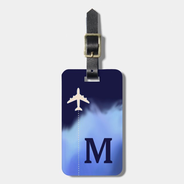 travel airplane personalized name & initial luggage tag (Front Vertical)