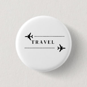 Travel airplane T-Shirt 1 Inch Round Button