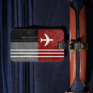 Travel Airplane Traveller Name & Initial Masculine Luggage Tag