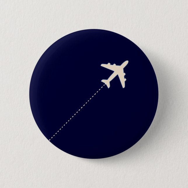travel airplane with dotted line 2 inch round button (Front)