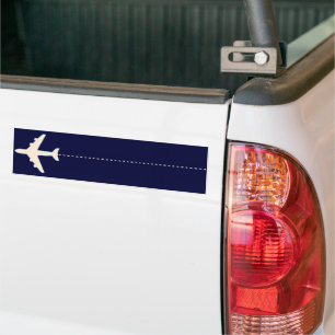 travel airplane with dotted line bumper sticker