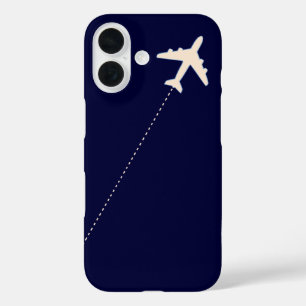 travel airplane with dotted line iPhone 16 case