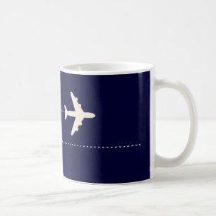 travel airplane with dotted line coffee mug