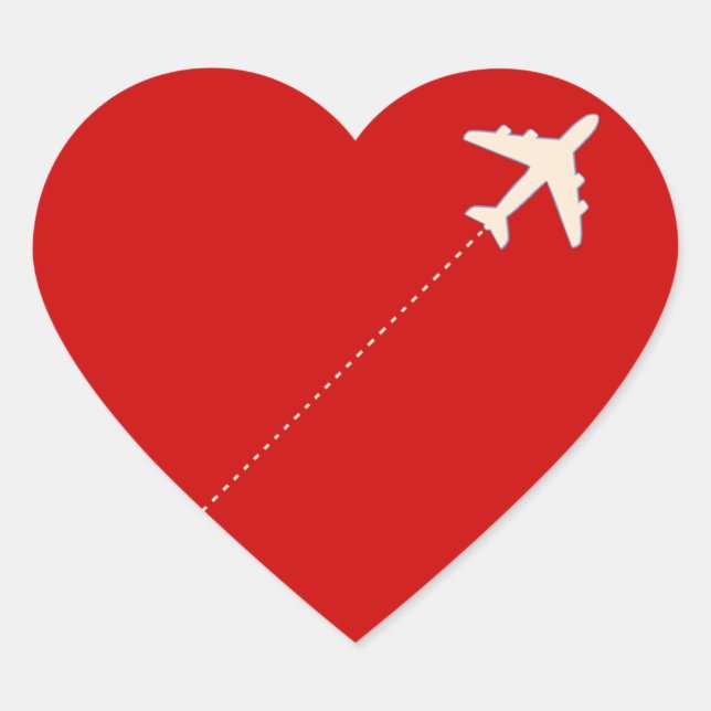 travel airplane with dotted line heart sticker (Front)