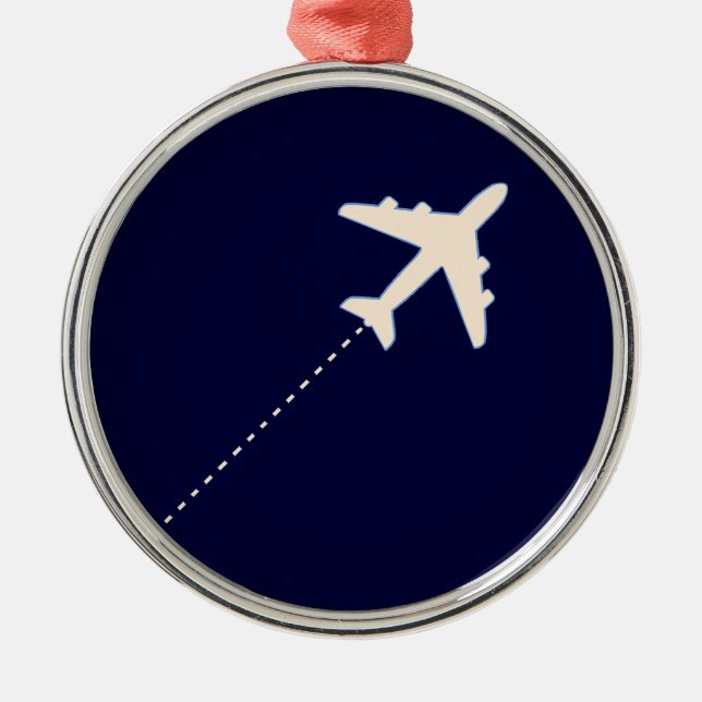 travel Airplane with dotted line Metal Ornament (Front)