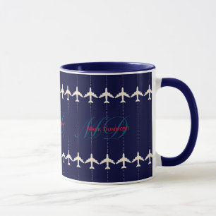 travel airplane with dotted line personalized mug