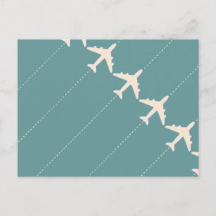 travel airplane with dotted line postcard