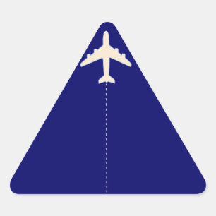 travel airplane with dotted line triangle sticker