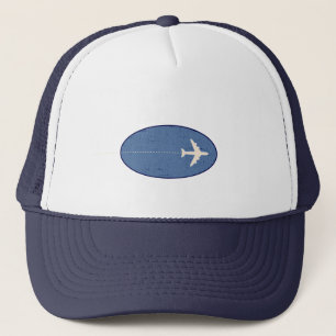 travel airplane with dotted line trucker hat
