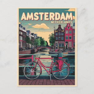 Travel Amsterdam holland bicycles vintage gifts  Postcard