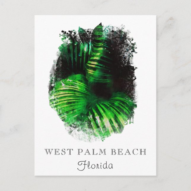 *~* Travel AP25 Personalize Tropical Palm Leaf Postcard (Front)