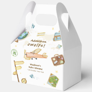 Travel Around The World Airplane Baby Shower  Favor Box