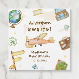 Travel Around The World Airplane Baby Shower  Favour Tags