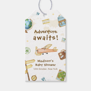 Travel Around The World Airplane Baby Shower Gift Tags