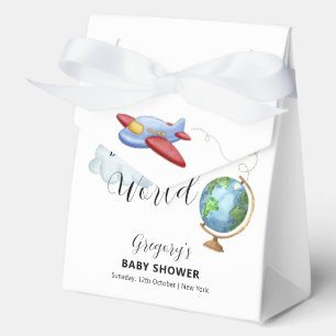 Travel Around The World Map Airplane Baby Shower Favor Box