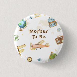 Travel Around The World Mother To Be Baby Shower 1 Inch Round Button