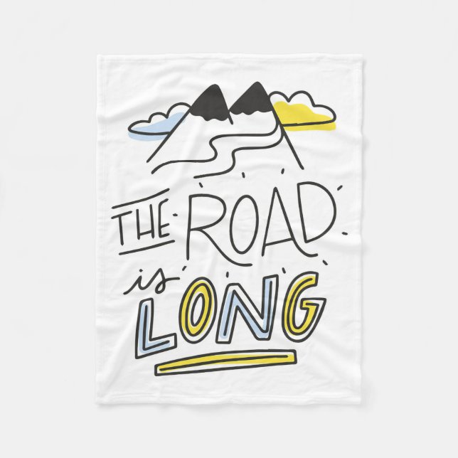 Travel Art The Road Is Long Fleece Blanket (Front)