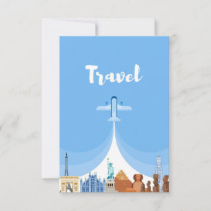 Travel Art Travel Around The World RSVP Card