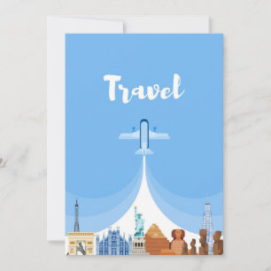 Travel Art Travel Around The World Thank You Card