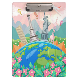 Travel Art Travel Around World Clipboard