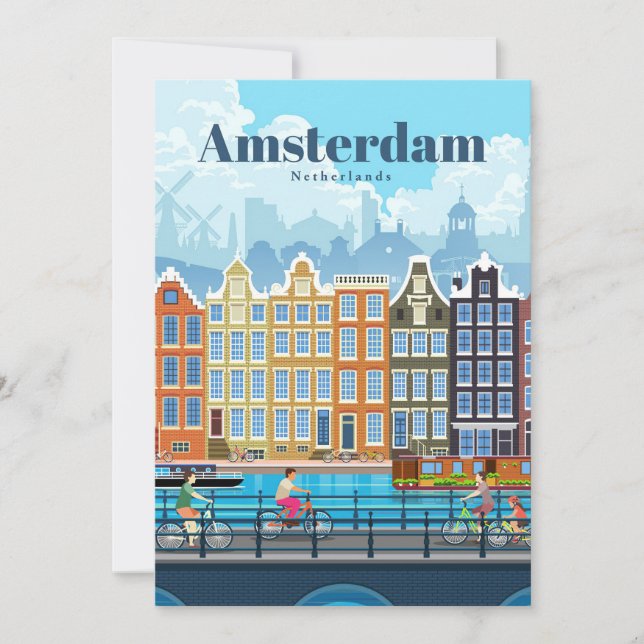 Travel Art Travel To Amsterdam Holiday Card (Front)