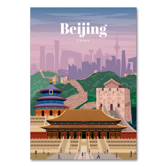 Travel Art Travel To Beijing China Table Number (Front)