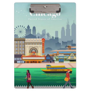 Travel Art Travel To Chicago Clipboard