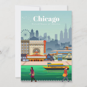Travel Art Travel To Chicago Invitation