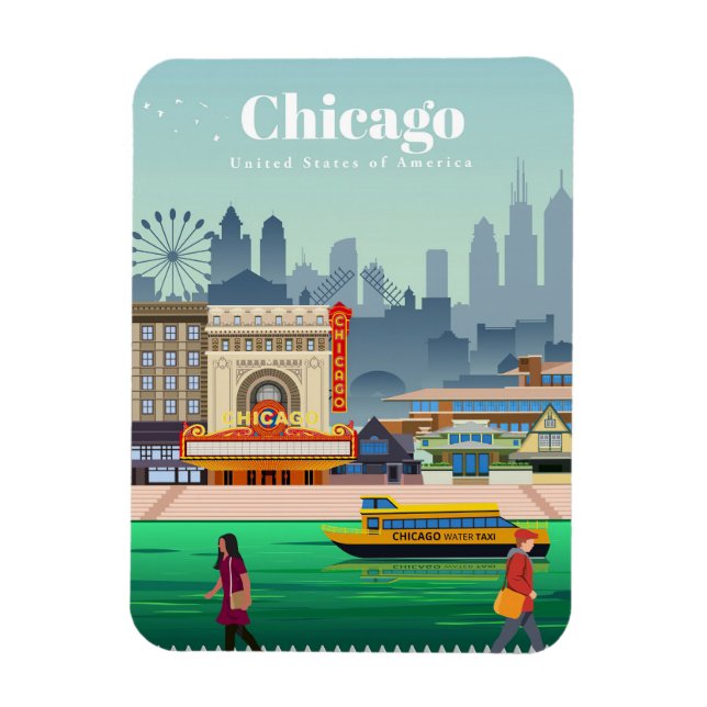 Travel Art Travel To Chicago Magnet (Vertical)