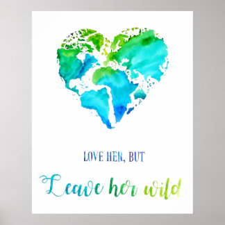 Travel Art - Watercolor Heart Shaped World Map Poster