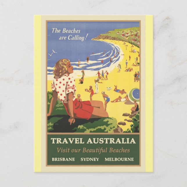 Travel Australia Beaches Vintage Postcard (Front)