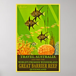Travel Australia Vintage Poster-Great Barrier Reef Poster
