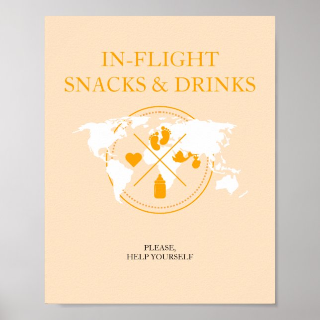 Travel Baby Shower In Flight Food Table Sign (Front)
