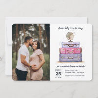 Travel Baby Shower Pink Purple Suitcase