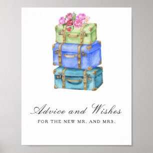 Travel bags bridal shower Advice and Wishes Poster