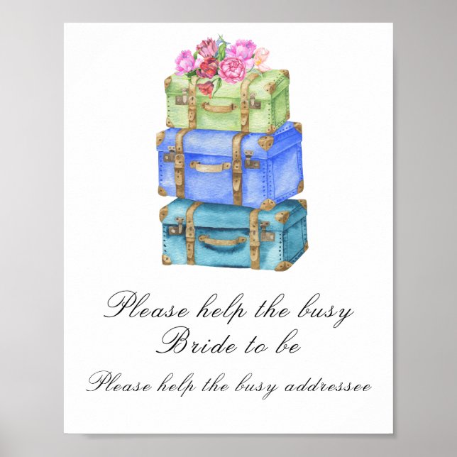 Travel bags bridal shower Help the busy Bride Poster (Front)