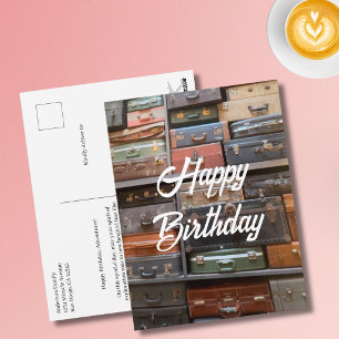 Travel Birthday Vintage Suitcase Photo Cool Retro  Postcard
