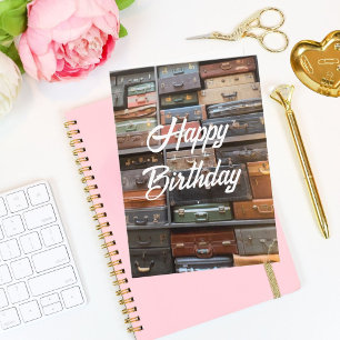 Travel Birthday Vintage Suitcase Retro Cool Photo Card