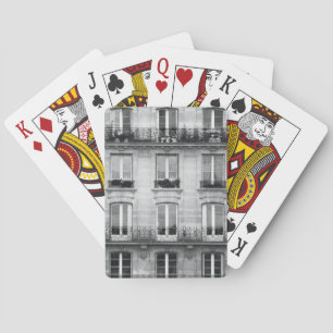 Travel   Black and White Vintage Building In Paris Playing Cards