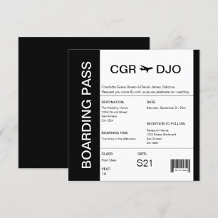 Travel Boarding Pass Wedding Ticket Invitation