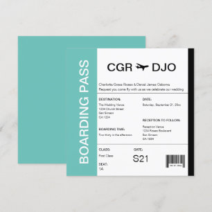 Travel Boarding Pass Wedding Ticket Invitation