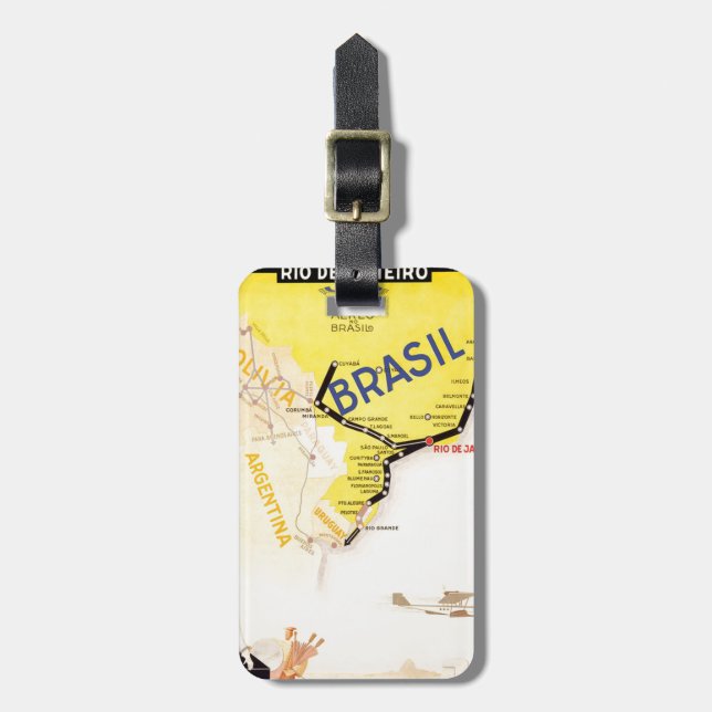 Travel Brasil Brazil By Airplane Luggage Tag (Front Vertical)