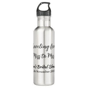 Travel bridal shower add name date miss to Mrs sim 710 Ml Water Bottle