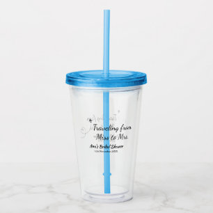 Travel bridal shower add name date miss to Mrs sim Acrylic Tumbler