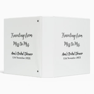 Travel bridal shower add name date miss to Mrs sim Binder