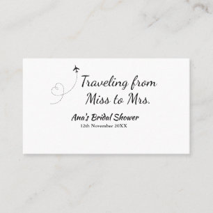 Travel bridal shower add name date miss to Mrs sim Business Card