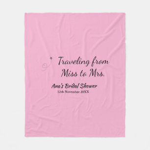 Travel bridal shower add name date miss to Mrs sim Fleece Blanket