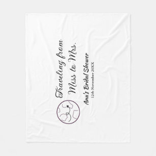 Travel bridal shower add name date miss to Mrs sim Fleece Blanket