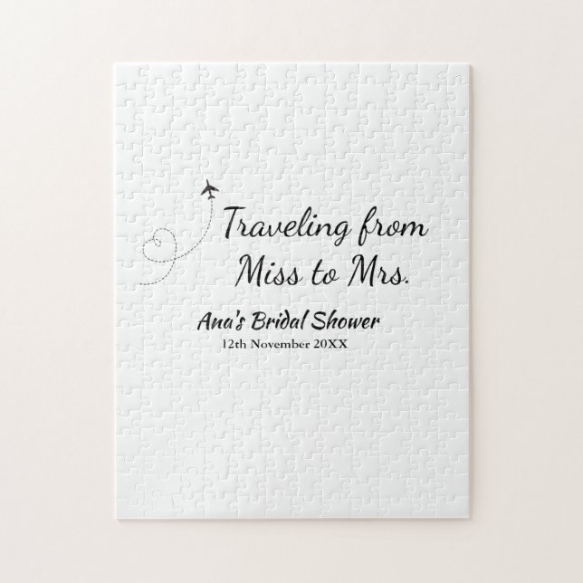 Travel bridal shower add name date miss to Mrs sim Jigsaw Puzzle (Vertical)