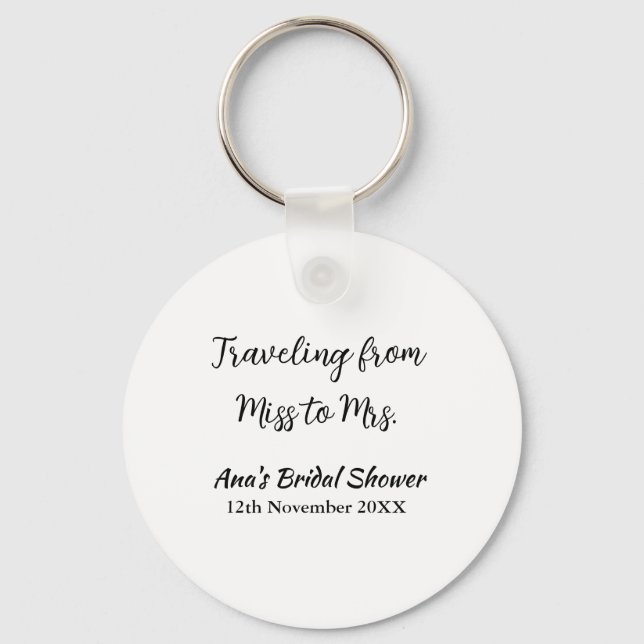 Travel bridal shower add name date miss to Mrs sim Keychain (Front)